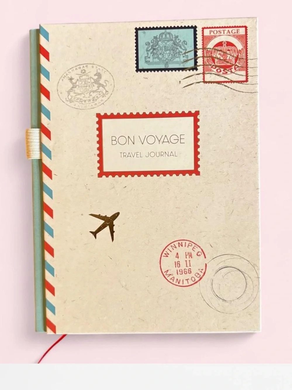 Gartner Studios Bon Voyage Travel Journal - Cream Cover with Red & Blue Accents